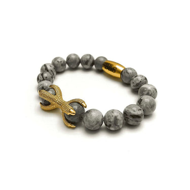 Man Bracelet - Men’s Beaded Bracelets - Gold Viking & Grey Stones Bracelet - Gold Bracelet for Man Bracelet Brother & Sisters